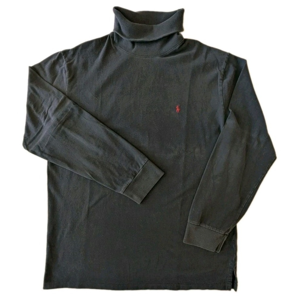 Vtg Polo Ralph Lauren Turtleneck Sweater Men's XL Navy Blue Red Pony Macau
